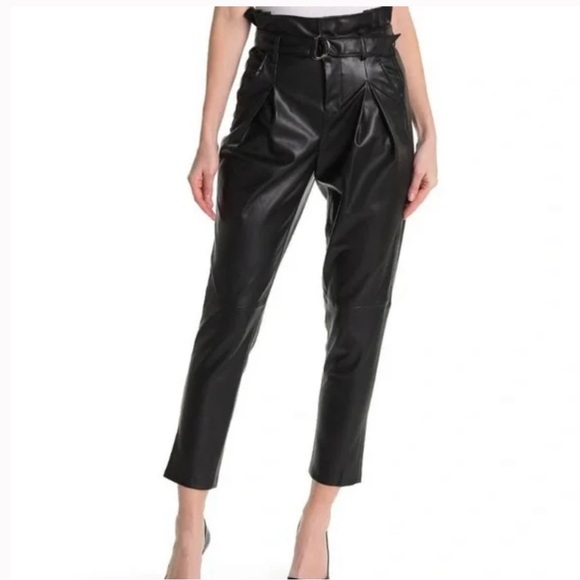 Women's High-Rise Pleated Front Straight Trousers - A New Day Black 10